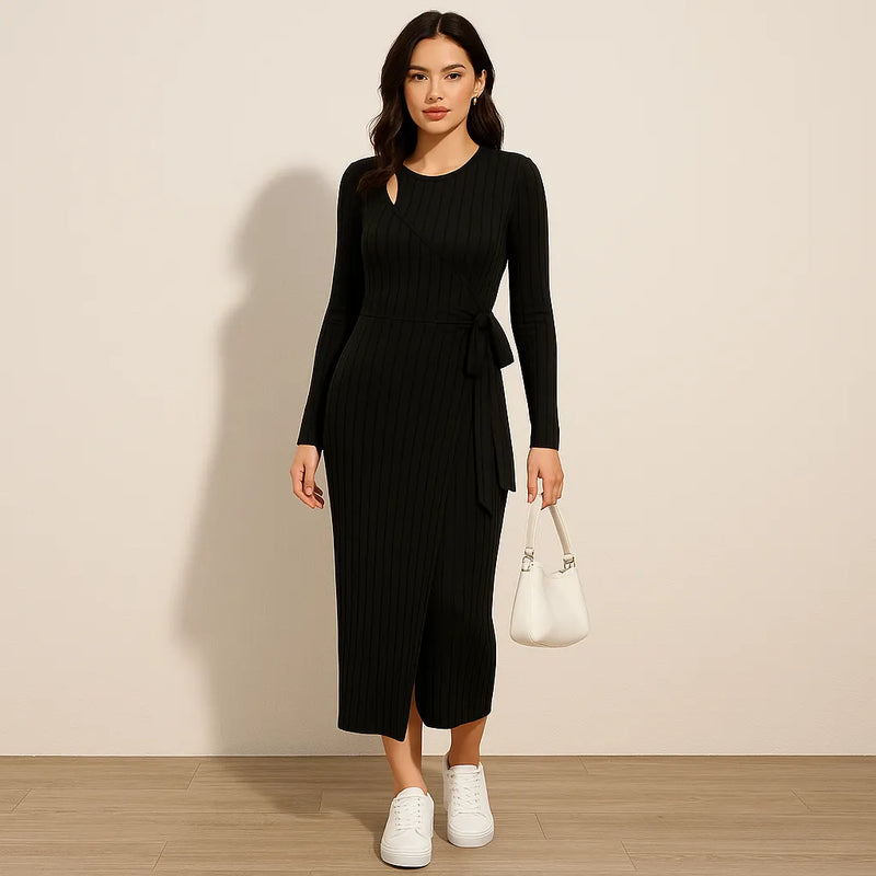 Vestido Feminino Lonovah Midi Tricot Elegance