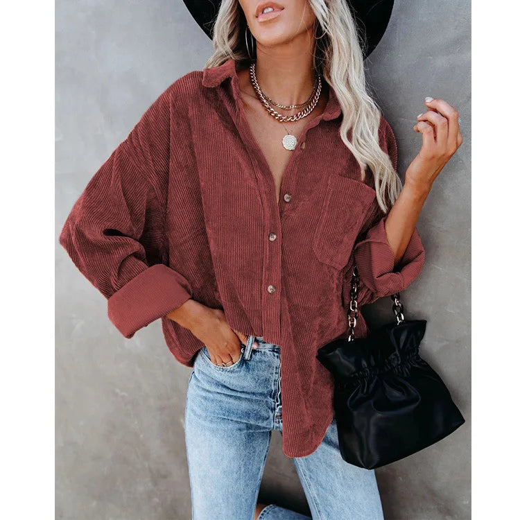 Camisa Feminina Lonovah Corduroy