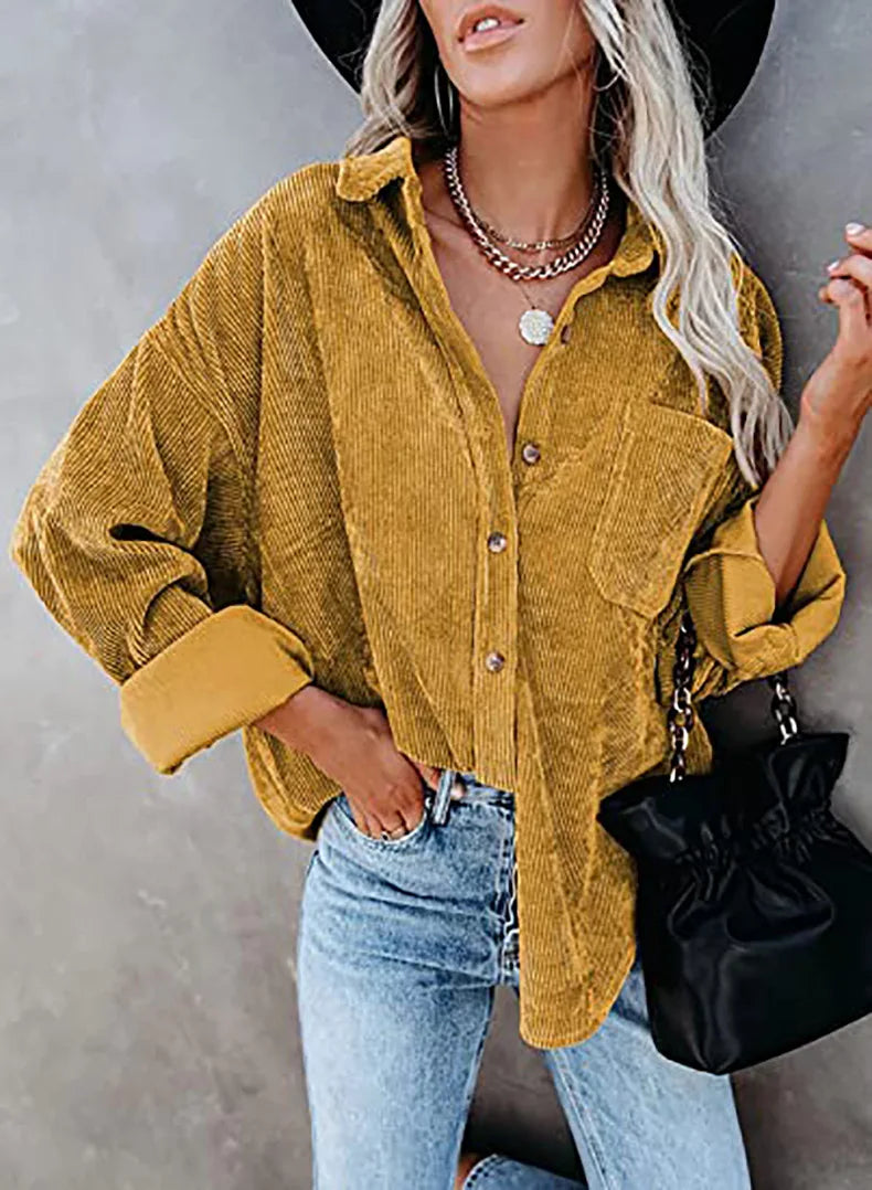 Camisa Feminina Lonovah Corduroy